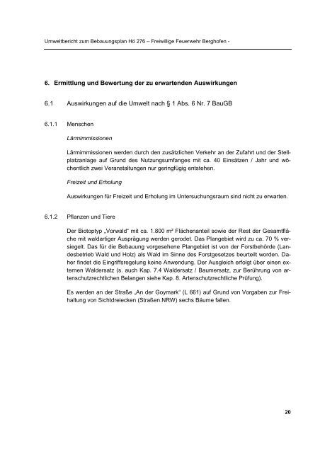 Entwurf der BegrÃ¼ndung, Teil B (Umweltbericht ... - Stadt Dortmund