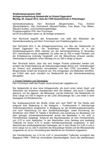 Protokoll - Gemeindeverwaltung Petershagen-Eggersdorf