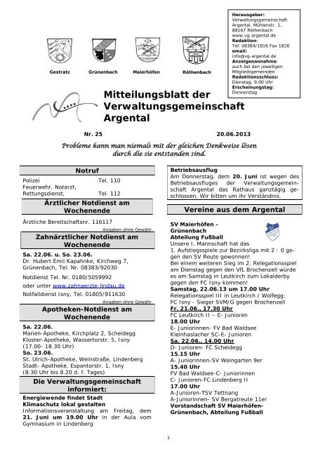 Mitteilungsblatt vom 20.06.2013.pdf - bei der ...