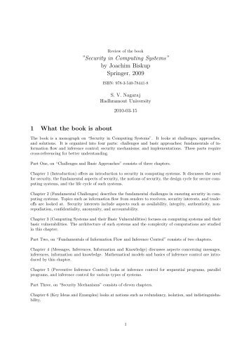Security in Computing Systemsâ by Joachim Biskup Springer, 2009 ...