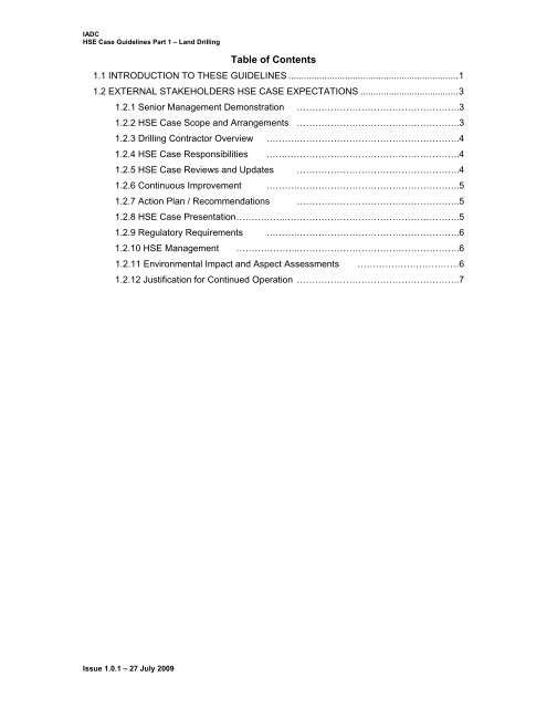 IADC HSE Case Guidelines for Land Drilling Units - Issue 1.0.1