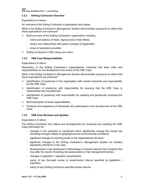 IADC HSE Case Guidelines for Land Drilling Units - Issue 1.0.1