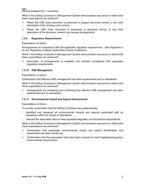 IADC HSE Case Guidelines for Land Drilling Units - Issue 1.0.1