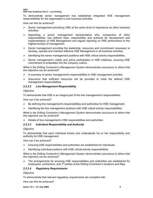 IADC HSE Case Guidelines for Land Drilling Units - Issue 1.0.1