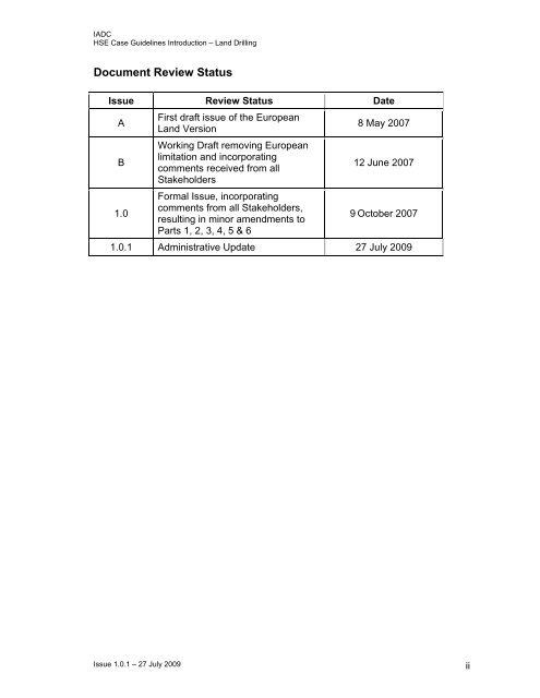 IADC HSE Case Guidelines for Land Drilling Units - Issue 1.0.1