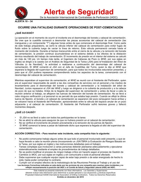 Alerta de Seguridad - IADC