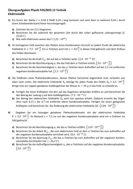 13 Elektrostatik I (pdf) - FOS BOS Weiden