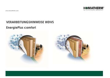 VERARBEITUNGSHINWEISE WDVS EnergiePlus comfort