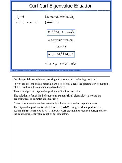 Curl-Curl-Eigenvalue Equation - Institut für Allgemeine ...