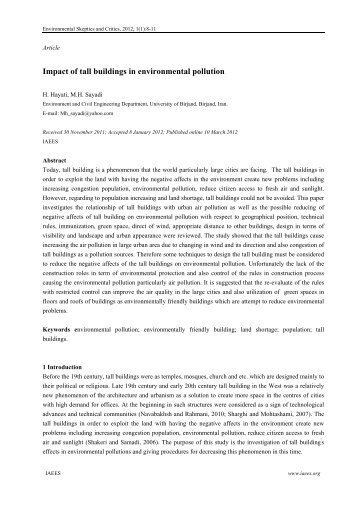 Impact of tall buildings in environmental pollution