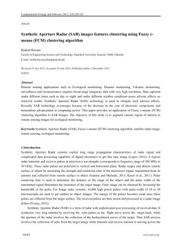 Synthetic Aperture Radar (SAR) images features clustering using ...