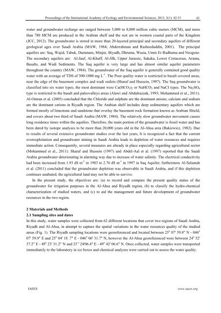 Hydrochemical and quality of water resources in Saudi Arabia ...