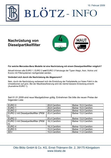 Nachrüstung von Dieselpartikelfilter