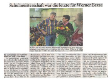 Schulmeisterschaft war die letzte für Werner Beese