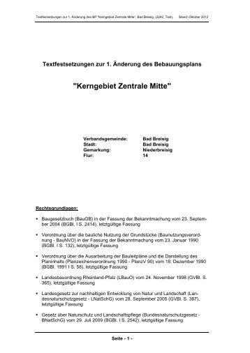 "Kerngebiet Zentrale Mitte" - Verbandsgemeinde Bad Breisig