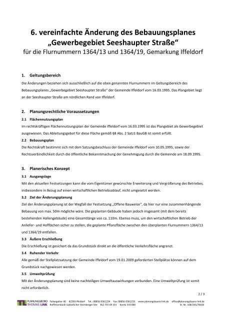 Gewerbegebiet Seeshaupter StraÃŸe - Gemeinde Iffeldorf