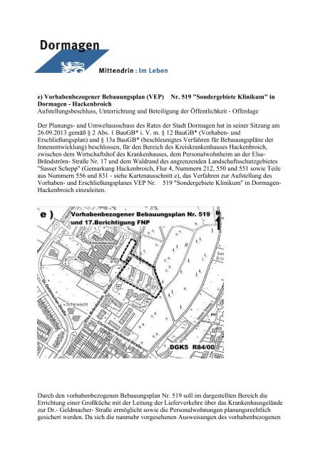 e) Vorhabenbezogener Bebauungsplan (VEP) Nr ... - Stadt Dormagen
