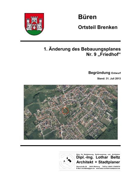 BÃ¼ren Ortsteil Brenken 1. Ã„nderung des Bebauungsplanes Nr. 9