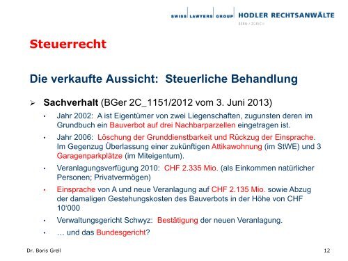 Die jÃ¼ngste Rechtsprechung des Bundesgerichts zum Immobilienrecht