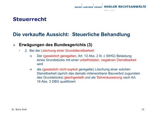 Die jÃ¼ngste Rechtsprechung des Bundesgerichts zum Immobilienrecht