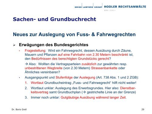 Die jÃ¼ngste Rechtsprechung des Bundesgerichts zum Immobilienrecht