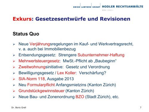 Die jÃ¼ngste Rechtsprechung des Bundesgerichts zum Immobilienrecht