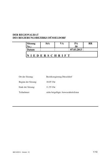 N  I  E  D  E  R  S  C  H  R  I  F  T - Bezirksregierung DÃ¼sseldorf