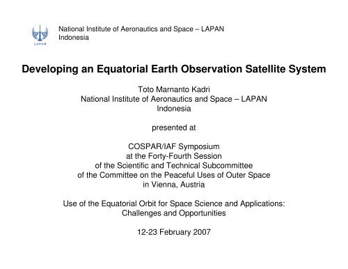 Developing an Equatorial Earth Observation Satellite System