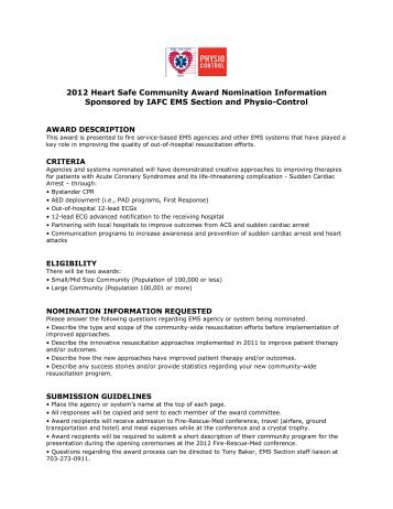2012 Heart Safe Community Award Nomination Information ... - IAFC