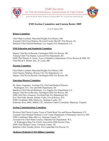 EMS Section Committee and Liaison Roster 2009 - IAFC