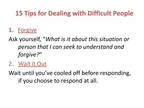 Dealing with Difficult People