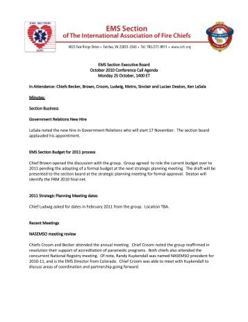 October 2010 - International Association of Fire Chiefs