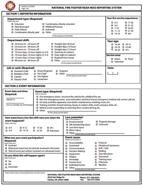 Near-Miss Reporting Form - IAFF