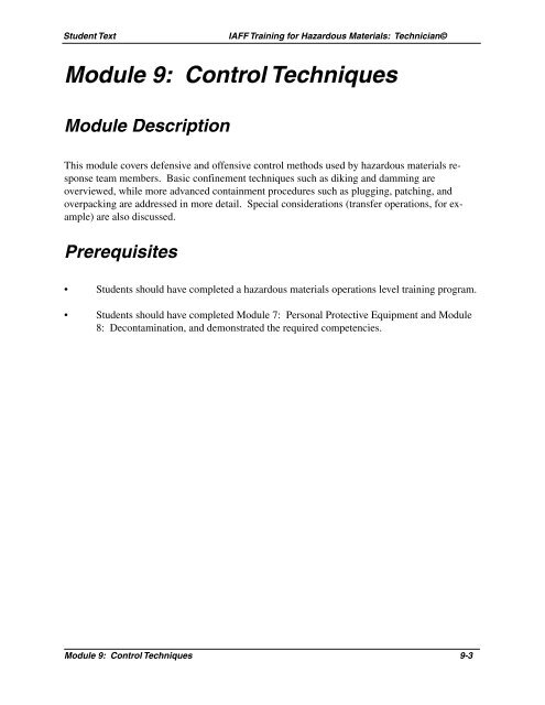 Module 9: Control Techniques - International Association of Fire ...