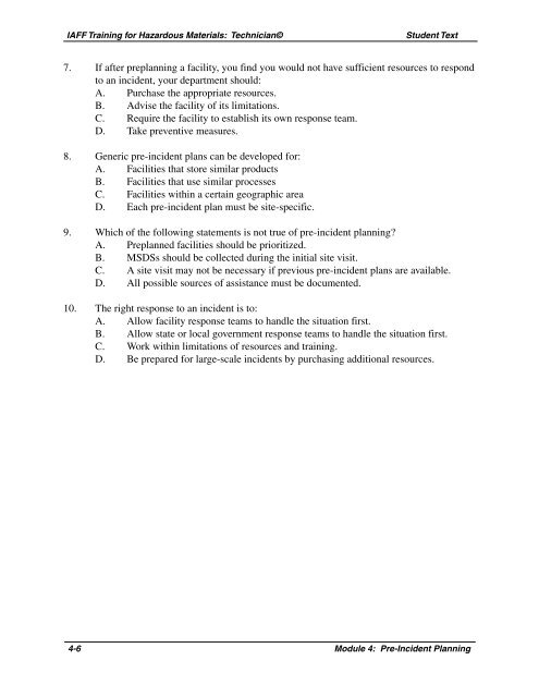 Module 4: Pre-Incident Planning - International Association of Fire ...