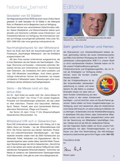 einGEstellt, Ausgabe Nr.2 April 2012 - IAG Gelsenkirchen
