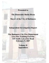 Baltimore City Fire Department, Independent Investigation ...