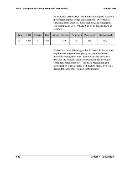 Module 1: Regulations - International Association of Fire Fighters