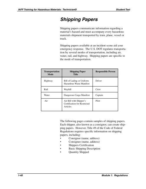 Module 1: Regulations - International Association of Fire Fighters