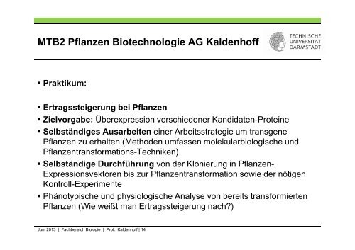 Mastermodule_Vorstellung_SS13 - Fachbereich Biologie der TU