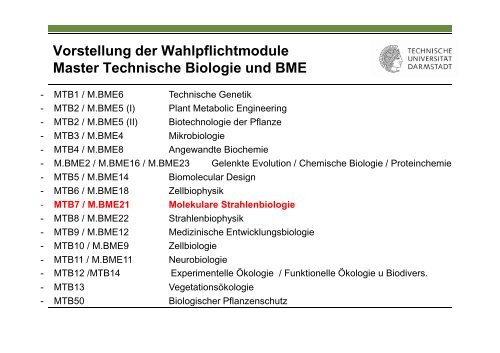 Mastermodule_Vorstellung_SS13 - Fachbereich Biologie der TU