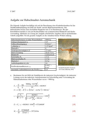 Aufgabe zur Hubschrauber-Aeromechanik - IAG