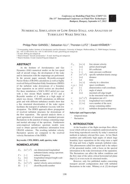 NUMERICAL SIMULATION OF LOW-SPEED STALL AND ... - IAG