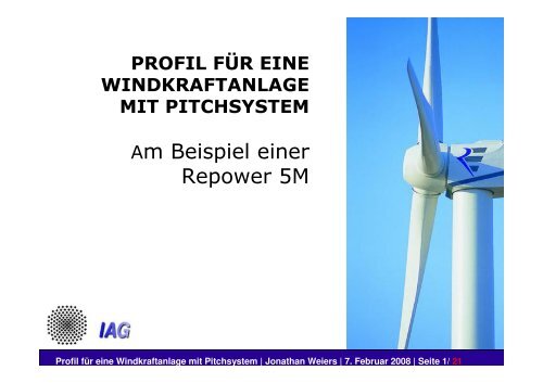 Profil fÃ¼r eine pitchgeregelte Windkraftanlage - IAG