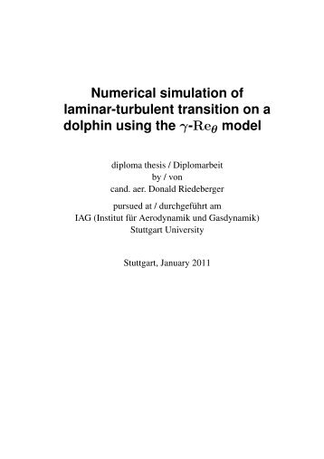 Numerical simulation of laminar-turbulent transition on a dolphin ...