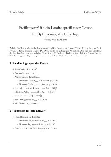 Profilentwurf fÃ¼r ein Laminarprofil einer Cessna fÃ¼r ... - IAG