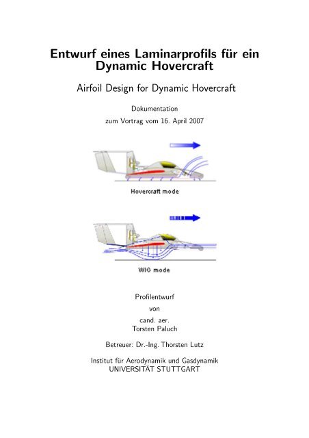 Entwurf eines Laminarprofils fÃ¼r ein Dynamic Hovercraft - IAG ...