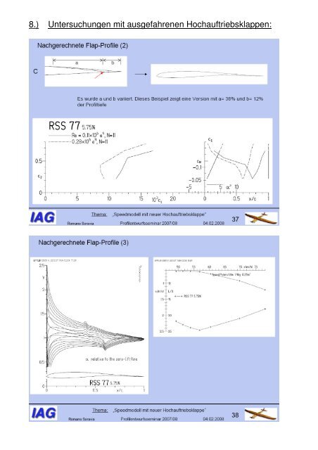 Profil fÃ¼r ein schnelles Segelflugmodell mit Elektroantrieb und ... - IAG