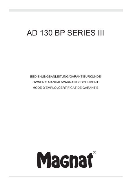 AD 130 BP SERIES III - Magnat