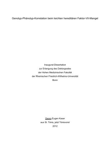 Kaser EG: Genotyp-PhÃ¤notyp-Korrelation beim leichten hereditÃ¤ren ...